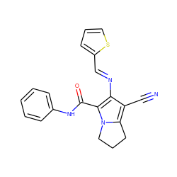 N#Cc1c(N=Cc2cccs2)c(C(=O)Nc2ccccc2)n2c1CCC2 ZINC001772615716