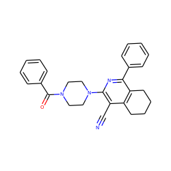 N#Cc1c(N2CCN(C(=O)c3ccccc3)CC2)nc(-c2ccccc2)c2c1CCCC2 ZINC000020827475