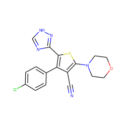 N#Cc1c(N2CCOCC2)sc(-c2nc[nH]n2)c1-c1ccc(Cl)cc1 ZINC000084635861