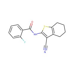 N#Cc1c(NC(=O)c2ccccc2F)sc2c1CCCC2 ZINC000000244028