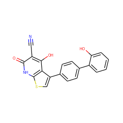 N#Cc1c(O)c2c(-c3ccc(-c4ccccc4O)cc3)csc2[nH]c1=O ZINC000019862631