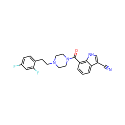 N#Cc1c[nH]c2c(C(=O)N3CCN(CCc4ccc(F)cc4F)CC3)cccc12 ZINC000036126681