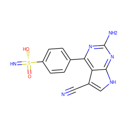 N#Cc1c[nH]c2nc(N)nc(-c3ccc([S@](=N)(=O)O)cc3)c12 ZINC001772613131