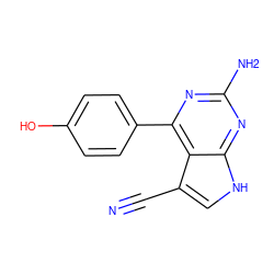 N#Cc1c[nH]c2nc(N)nc(-c3ccc(O)cc3)c12 ZINC001772615580