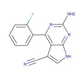 N#Cc1c[nH]c2nc(N)nc(-c3ccccc3F)c12 ZINC001772646826