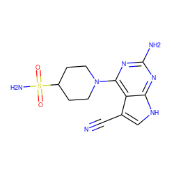 N#Cc1c[nH]c2nc(N)nc(N3CCC(S(N)(=O)=O)CC3)c12 ZINC001772618038