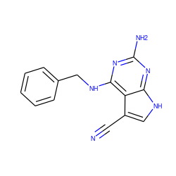 N#Cc1c[nH]c2nc(N)nc(NCc3ccccc3)c12 ZINC001772607504