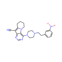 N#Cc1c2n(c3c(N4CCN(CCc5cccc([N+](=O)[O-])c5)CC4)ncnc13)CCCC2 ZINC000013559630