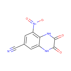 N#Cc1cc([N+](=O)[O-])c2[nH]c(=O)c(=O)[nH]c2c1 ZINC000013761203