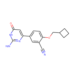 N#Cc1cc(-c2cc(=O)[nH]c(N)n2)ccc1OCC1CCC1 ZINC000095580685