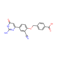 N#Cc1cc(-c2cc(=O)[nH]c(N)n2)ccc1OCc1ccc(C(=O)O)cc1 ZINC000095580879