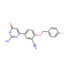 N#Cc1cc(-c2cc(=O)[nH]c(N)n2)ccc1OCc1ccc(F)cc1 ZINC000095582428