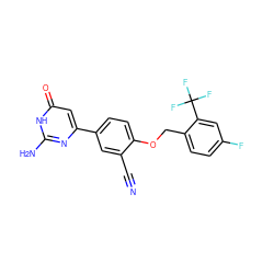 N#Cc1cc(-c2cc(=O)[nH]c(N)n2)ccc1OCc1ccc(F)cc1C(F)(F)F ZINC000095584571