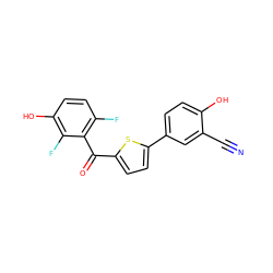 N#Cc1cc(-c2ccc(C(=O)c3c(F)ccc(O)c3F)s2)ccc1O ZINC001772634748