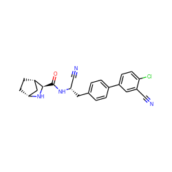 N#Cc1cc(-c2ccc(C[C@@H](C#N)NC(=O)[C@H]3N[C@@H]4CC[C@H]3C4)cc2)ccc1Cl ZINC000221910620