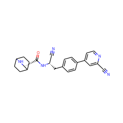 N#Cc1cc(-c2ccc(C[C@@H](C#N)NC(=O)[C@H]3NC4CCC3CC4)cc2)ccn1 ZINC000169709131