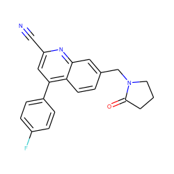 N#Cc1cc(-c2ccc(F)cc2)c2ccc(CN3CCCC3=O)cc2n1 ZINC000221617042