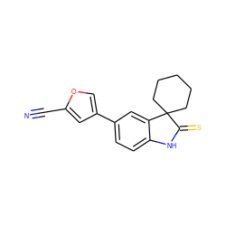 N#Cc1cc(-c2ccc3c(c2)C2(CCCCC2)C(=S)N3)co1 ZINC000013488909