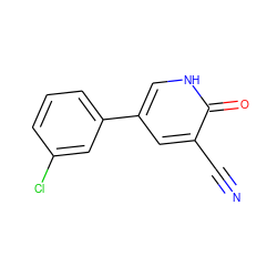 N#Cc1cc(-c2cccc(Cl)c2)c[nH]c1=O ZINC000008656617