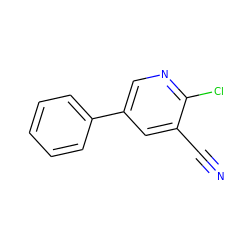 N#Cc1cc(-c2ccccc2)cnc1Cl ZINC000000169455