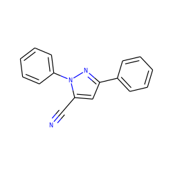 N#Cc1cc(-c2ccccc2)nn1-c1ccccc1 ZINC000000186748