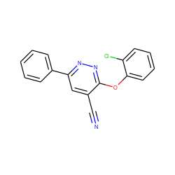 N#Cc1cc(-c2ccccc2)nnc1Oc1ccccc1Cl ZINC000001390986