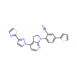 N#Cc1cc(-c2cccs2)ccc1N1CCc2c(-n3ccc(-c4nccs4)n3)ccnc21 ZINC000040847571