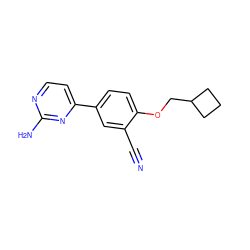 N#Cc1cc(-c2ccnc(N)n2)ccc1OCC1CCC1 ZINC000095584461