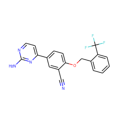 N#Cc1cc(-c2ccnc(N)n2)ccc1OCc1ccccc1C(F)(F)F ZINC000095585313