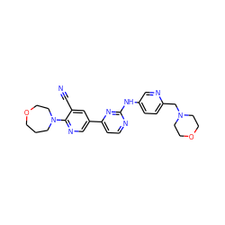 N#Cc1cc(-c2ccnc(Nc3ccc(CN4CCOCC4)nc3)n2)cnc1N1CCCOCC1 ZINC001772616211