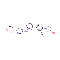 N#Cc1cc(-c2ccnc(Nc3ccc(N4CCOCC4)nc3)n2)cnc1N1CC[C@H](O)C1 ZINC000221244990