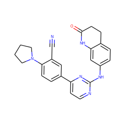 N#Cc1cc(-c2ccnc(Nc3ccc4c(c3)NC(=O)CC4)n2)ccc1N1CCCC1 ZINC000113827714