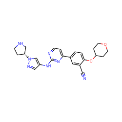 N#Cc1cc(-c2ccnc(Nc3cnn([C@@H]4CCNC4)c3)n2)ccc1OC1CCOCC1 ZINC000146529407