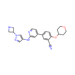 N#Cc1cc(-c2ccnc(Nc3cnn(C4CNC4)c3)c2)ccc1OC1CCOCC1 ZINC000146511948