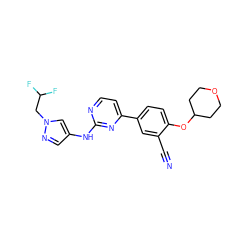 N#Cc1cc(-c2ccnc(Nc3cnn(CC(F)F)c3)n2)ccc1OC1CCOCC1 ZINC000146527545