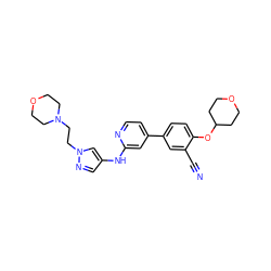 N#Cc1cc(-c2ccnc(Nc3cnn(CCN4CCOCC4)c3)c2)ccc1OC1CCOCC1 ZINC000146510521