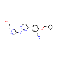 N#Cc1cc(-c2ccnc(Nc3cnn(CCO)c3)n2)ccc1OCC1CCC1 ZINC000218385043