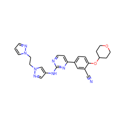 N#Cc1cc(-c2ccnc(Nc3cnn(CCn4cccn4)c3)n2)ccc1OC1CCOCC1 ZINC000146499714