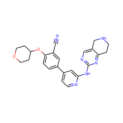 N#Cc1cc(-c2ccnc(Nc3ncc4c(n3)CCNC4)c2)ccc1OC1CCOCC1 ZINC000146458370