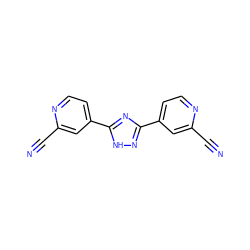 N#Cc1cc(-c2n[nH]c(-c3ccnc(C#N)c3)n2)ccn1 ZINC000049013718