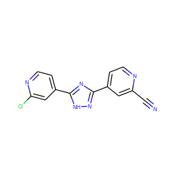 N#Cc1cc(-c2n[nH]c(-c3ccnc(Cl)c3)n2)ccn1 ZINC000039365987