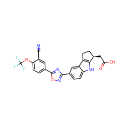 N#Cc1cc(-c2nc(-c3ccc4[nH]c5c(c4c3)CC[C@H]5CC(=O)O)no2)ccc1OC(F)(F)F ZINC000084668446