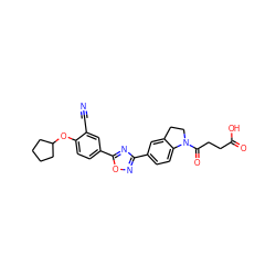 N#Cc1cc(-c2nc(-c3ccc4c(c3)CCN4C(=O)CCC(=O)O)no2)ccc1OC1CCCC1 ZINC000073141771