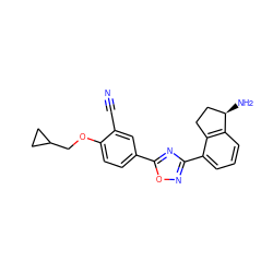 N#Cc1cc(-c2nc(-c3cccc4c3CC[C@H]4N)no2)ccc1OCC1CC1 ZINC000118274863