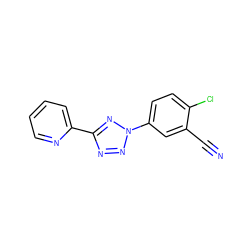 N#Cc1cc(-n2nnc(-c3ccccn3)n2)ccc1Cl ZINC000028528473