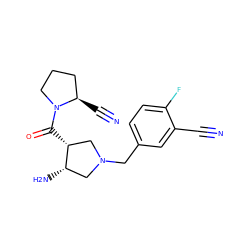 N#Cc1cc(CN2C[C@H](N)[C@H](C(=O)N3CCC[C@H]3C#N)C2)ccc1F ZINC000028955095