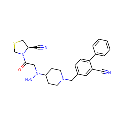 N#Cc1cc(CN2CCC(N(N)CC(=O)N3CSC[C@H]3C#N)CC2)ccc1-c1ccccc1 ZINC000049090017