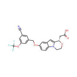 N#Cc1cc(COc2ccc3c(c2)cc2n3CCO[C@H]2CC(=O)O)cc(OC(F)(F)F)c1 ZINC000114901900