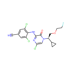 N#Cc1cc(Cl)c(Nc2nc(Cl)cn([C@@H](COCCF)C3CC3)c2=O)c(Cl)c1 ZINC000095604670