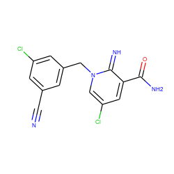 N#Cc1cc(Cl)cc(Cn2cc(Cl)cc(C(N)=O)c2=N)c1 ZINC000141917311